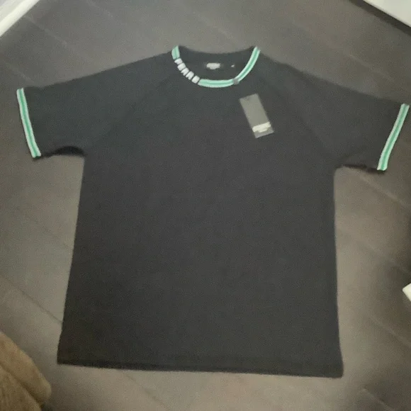 Ferre Black Tee with Green Accents, XL